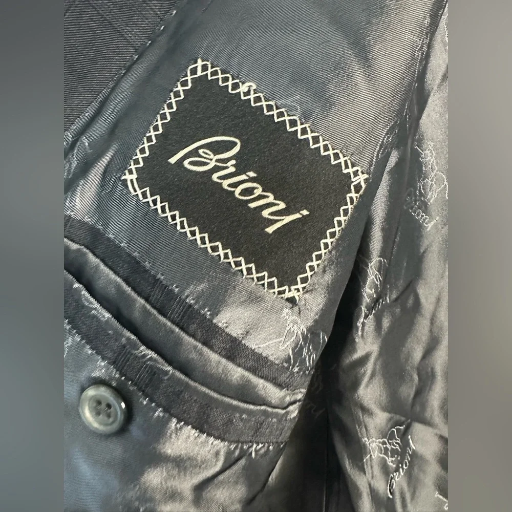 Brioni‎ Mens Gray Plaid Wool 2-Button Blazer Sport Coat Jacket 50L Made in Italy
